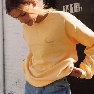 Brandy melville honey embroidered crewneck sweatshirt yellow john galt